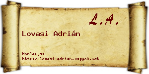 Lovasi Adrián névjegykártya